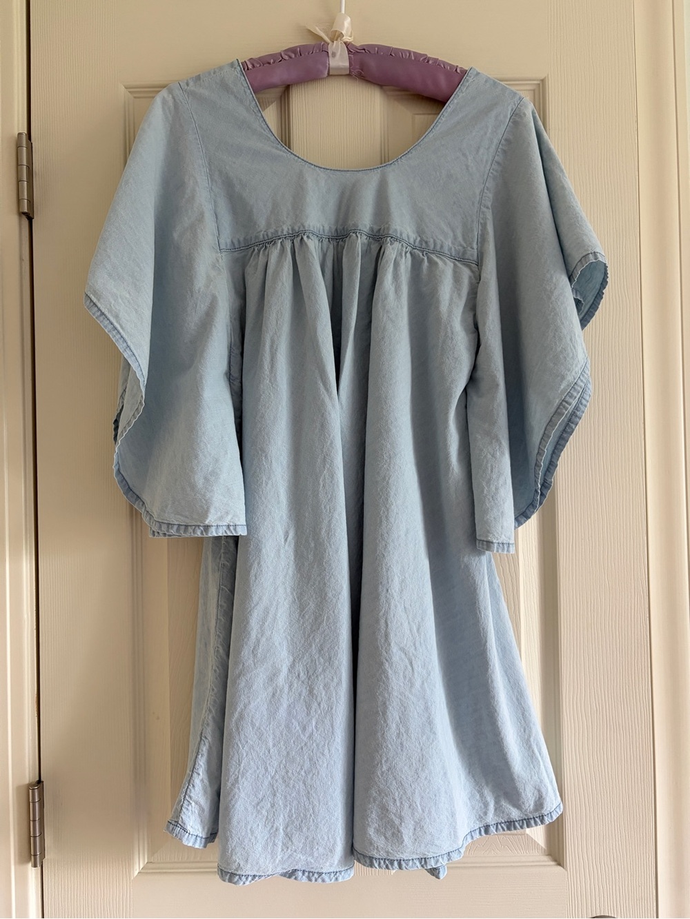 Lucky Brand Light Blue Chambray Flounce Dress Women Size Medium